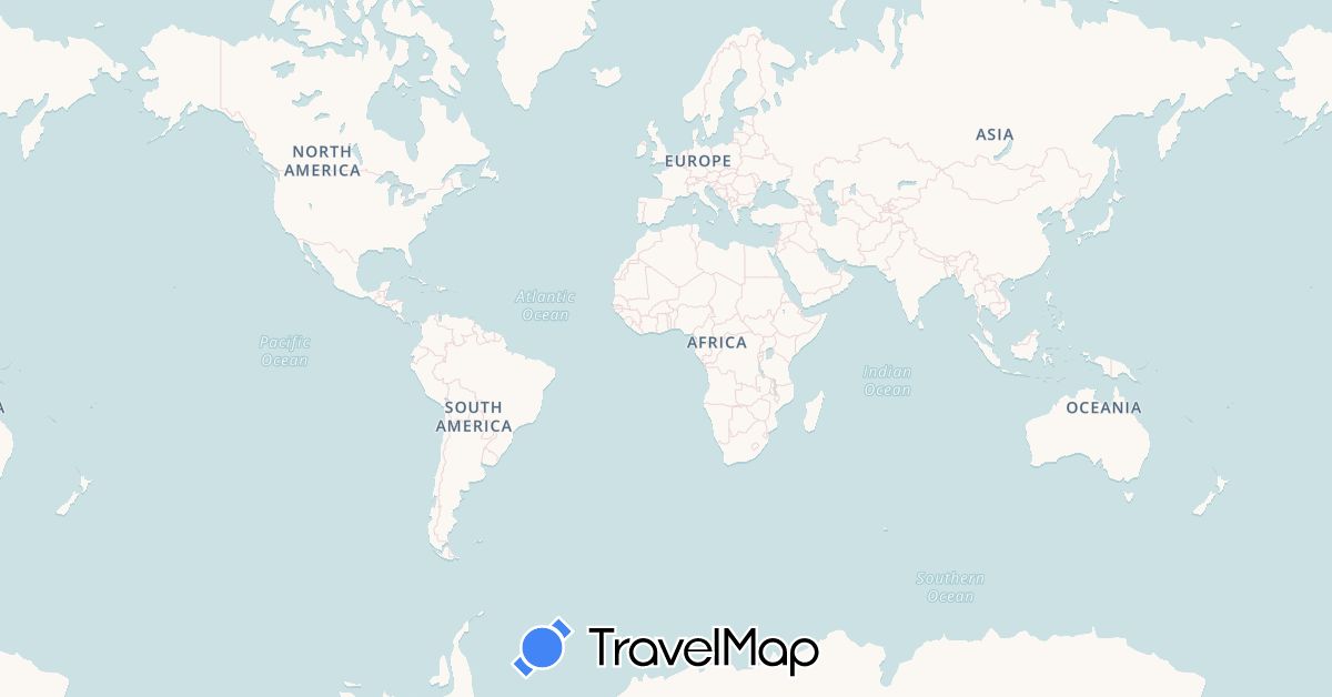 TravelMap itinerary: driving, hiking, boat in Algeria, Tunisia (Africa)